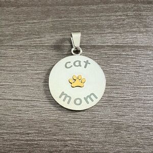 Stainless Steel & Brass Cat Mom Pendant